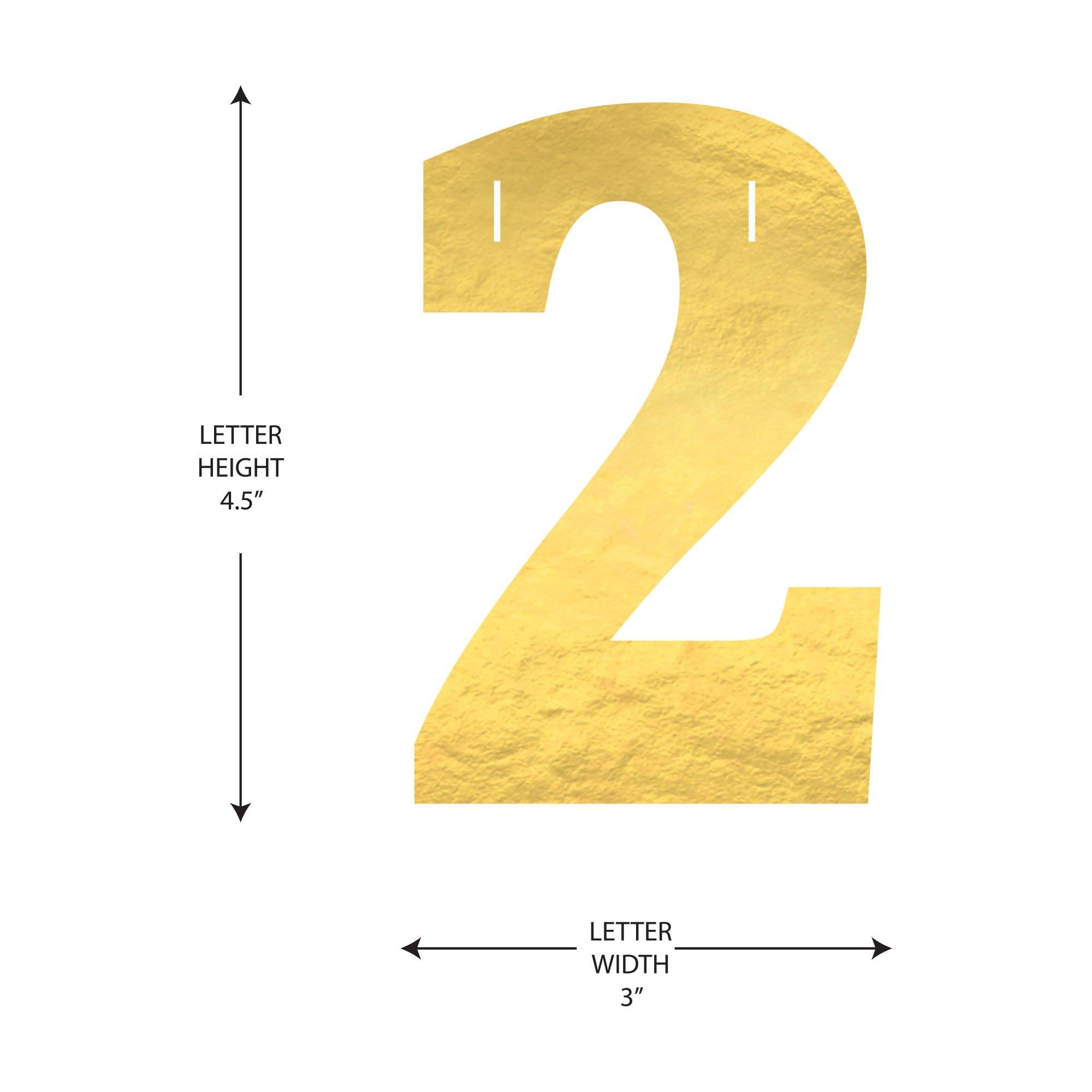 Metallic Gold Number (2) Cardstock Cutout, 6.25in x 4.5in - Create Your Own Banner